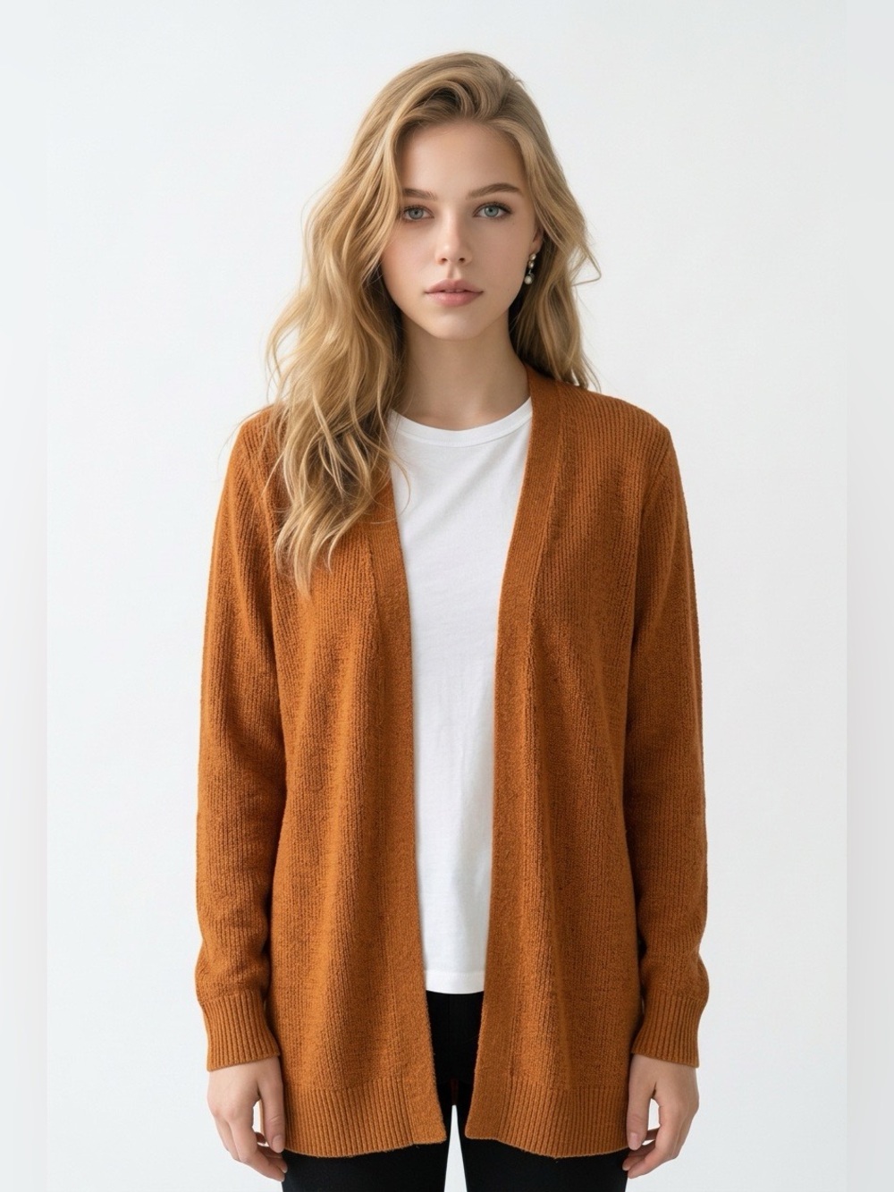 a new day Open-Front Rust Orange Women's Cardigan